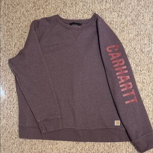 Carhartt Women's Crewneck Sweater in Purple with Pink Logo